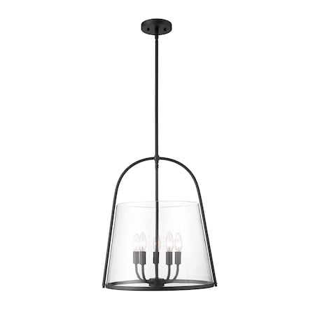 Z-Lite Archis Pendant, 5-Light, 18 In.W x 21 In.H, Matte Black/Clear 3041P18-MB